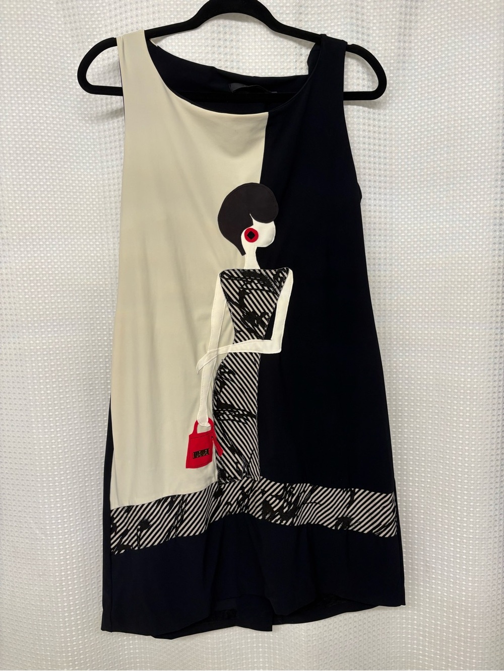 Y2K Vivi Black & Cream Appliqué Mod Mini Dress Tagged Size 46